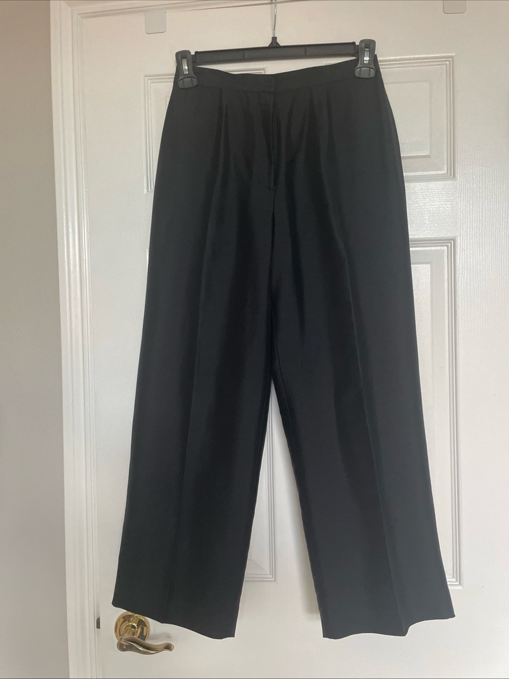 Lauren Ralph Lauren Women Pants Trousers Sz 8 Black 100% Silk Straight Leg EUC